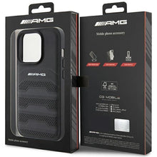 Заредете изображение във визуализатора на галерията – AMG Leather Debossed Lines case for iPhone 15 Pro Max - black
