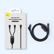 Заредете изображение във визуализатора на галерията – Baseus Flash Series Ⅱ Fast Charging Cable 2in1 USB-C - 2xUSB-C 100W 1.5m black
