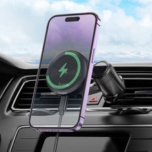 Заредете изображение във визуализатора на галерията – HOCO car holder to air vent with wilress charging support MagSafe HW6 greay
