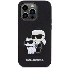 Заредете изображение във визуализатора на галерията – Original Pouch KARL LAGERFELD Saffiano Karl &amp; Choupette KLHCP14LSANKCPK for Iphone 14 Pro Black
