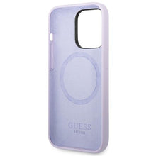 Заредете изображение във визуализатора на галерията – Guess GUHMP14LSBPLU iPhone 14 Pro 6.1" purple/purple hard case Silicone Logo Plate MagSafe

