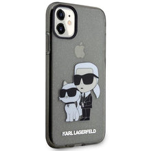 Заредете изображение във визуализатора на галерията – Karl Lagerfeld KLHCN61HNKCTGK iPhone 11 / Xr 6.1" black/black hardcase Gliter Karl&amp;Choupette
