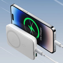 Заредете изображение във визуализатора на галерията – Joyroom Power Bank 10000mAh 20W Power Delivery Quick Charge Magnetic Qi 15W Wireless Charger for iPhone Compatible with MagSafe White (JR-W020 white)
