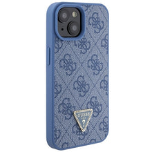 Заредете изображение във визуализатора на галерията – Original Case GUESS hardcase Leather 4G Triangle Strass GUHCP15SP4TDPB for Iphone 15 Blue
