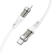 Заредете изображение във визуализатора на галерията – Borofone Cable BU37 Transparent Discovery - Type C to Lightning - PD 20W 1,2 metres white
