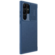 Заредете изображение във визуализатора на галерията – Nillkin Qin Cloth Pro Case Cover for Samsung Galaxy S23 Ultra Cover with Flip Camera Cover blue
