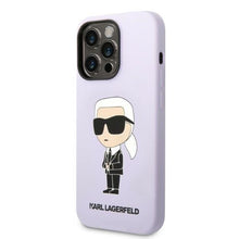 Заредете изображение във визуализатора на галерията – Karl Lagerfeld KLHCP14LSNIKBCU iPhone 14 Pro 6.1&quot; hardcase purple/purple Silicone Ikonik
