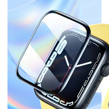 Заредете изображение във визуализатора на галерията – Baseus Crystal Tempered Glass Film for Apple Watch 4/5/6/SE 44mm full screen with frame black (1 pcs.) + cleaning kit / foil applicator / squeegee (spatula)
