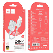 Заредете изображение във визуализатора на галерията – HOCO adaptor AUX USB to 2x Jack 3,5mm (female) Spirit LS37 grey
