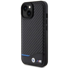 Заредете изображение във визуализатора на галерията – Original Case BMW Leather Carbon BMHCP15S22NBCK for Iphone 15 Black
