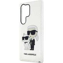Заредете изображение във визуализатора на галерията – Karl Lagerfeld KLHCS23LHNKCTGT S23 Ultra S918 transparent hardcase Gliter Karl&amp;Choupette
