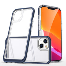 Заредете изображение във визуализатора на галерията – Clear 3in1 case for iPhone 14 silicone cover with frame blue
