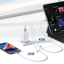 Заредете изображение във визуализатора на галерията – Ugreen CD244 65W USB-A / 2x USB-C GaN fast charger - white
