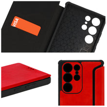 Заредете изображение във визуализатора на галерията – Razor Leather Book Case for Samsung Galaxy S23 Ultra red

