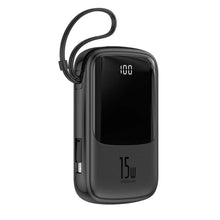 Заредете изображение във визуализатора на галерията – Power bank baseus qpow - 10 000mah lcd quick charge pd15w with cable to lightning 8-pin black ppqd-b01 - TopMag
