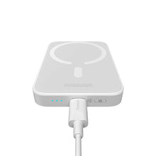Заредете изображение във визуализатора на галерията – Baseus Magnetic power bank with inductive charging MagSafe 15W / PD fast charging 20W 6000mAh white (Overseas Edition) + Xiaobai Series cable USB-C - USB-C 60W 3A 0.5m white

