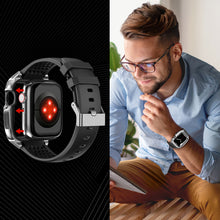 Заредете изображение във визуализатора на галерията – Kingxbar CYF148 2in1 Rugged Case for Apple Watch SE, 6, 5, 4 (44 mm) Stainless Steel with Strap Silver
