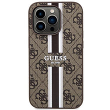 Заредете изображение във визуализатора на галерията – Guess GUHMP14LP4RPSW iPhone 14 Pro 6.1" brown/brown hardcase 4G Printed Stripes MagSafe
