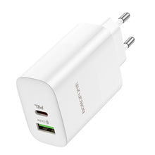 Заредете изображение във визуализатора на галерията – Borofone Wall charger BN10 Sunlight - USB + Type C - QC 3.0 PD 65W white
