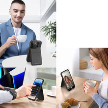 Заредете изображение във визуализатора на галерията – 3in1 Wallet Case with Stand for iPhone 15 Pro MagSafe RFID Blocker Dux Ducis Rafi Mag - Black
