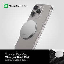 Заредете изображение във визуализатора на галерията – Amazing Thing Induction charger Magsafe Thunder Pro TP16MSV - 15W with Type C to Type C cable grey
