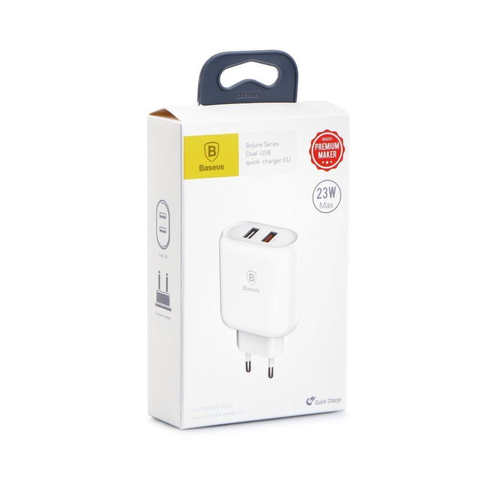 Baseus bojure series dual-usb quick charge charger бял - TopMag