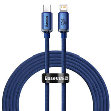 Заредете изображение във визуализатора на галерията – Baseus cable type c to apple lightning 20w power delivery crystal shine cajy000303 blue - TopMag
