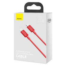 Заредете изображение във визуализатора на галерията – Baseus cable type c to apple lightning 8-pin pd20w power delivery superior catlys-c09 2m red - TopMag
