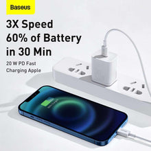 Заредете изображение във визуализатора на галерията – Baseus cable type c to apple lightning 8-pin pd20w power delivery superior series catlys-02 0,25m white - TopMag
