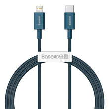 Заредете изображение във визуализатора на галерията – Baseus cable type c to apple lightning 8-pin pd20w power delivery superior series catlys-a03 1m blue - TopMag
