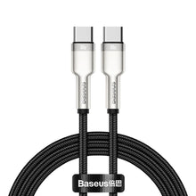 Заредете изображение във визуализатора на галерията – Baseus cable type c to type c pd100w power delivery cafule metal cable catjk-c01 1 meter black - TopMag
