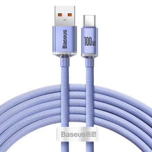 Заредете изображение във визуализатора на галерията – Baseus cable type c to type c pd100w power delivery crystal shine cajy000605 1,2m purple - TopMag
