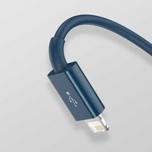 Заредете изображение във визуализатора на галерията – Baseus cable usb 3in1 (to apple lightning 8-pin + type c + micro) 3,5a superior camltys-03 1,5m blue - TopMag
