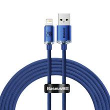 Заредете изображение във визуализатора на галерията – Baseus cable usb crystal shine to iphone lightning 8-pin 2,4a cajy000003 1,2m blue - TopMag
