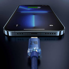 Заредете изображение във визуализатора на галерията – Baseus cable usb crystal shine to iphone lightning 8-pin 2,4a cajy000103 2m blue - TopMag
