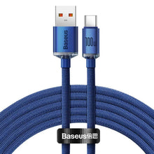 Заредете изображение във визуализатора на галерията – Baseus cable usb to type c pd100w power delivery crystal shine cajy000503 2m blue - TopMag
