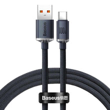 Заредете изображение във визуализатора на галерията – Baseus cable usb to type c pd100w power delivery fast charging crystal shine cajy000501 2m black - TopMag
