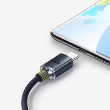 Заредете изображение във визуализатора на галерията – Baseus cable usb to type c pd100w power delivery fast charging crystal shine cajy000501 2m black - TopMag
