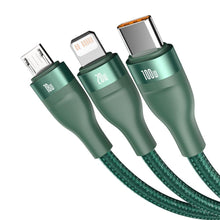 Заредете изображение във визуализатора на галерията – Baseus cable usb / typee c 4w1 type c to micro + lightning 8-pin + type c 100w pd qi green ca2t3-06 - TopMag
