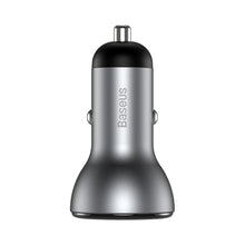 Заредете изображение във визуализатора на галерията – Baseus car charer 2x usb quick charger qc4.0 5a 45w digital display pps gray ccbx-c0s - TopMag
