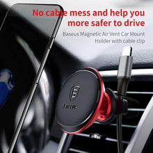 Заредете изображение във визуализатора на галерията – Baseus car holder magnetic air vent car mount holder with cable clip red sugx-a09 - TopMag
