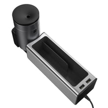 Заредете изображение във визуализатора на галерията – Baseus deluxe metal armrest console organizer + cup holder + 2x usb 2a silver crcwh-a0s - TopMag
