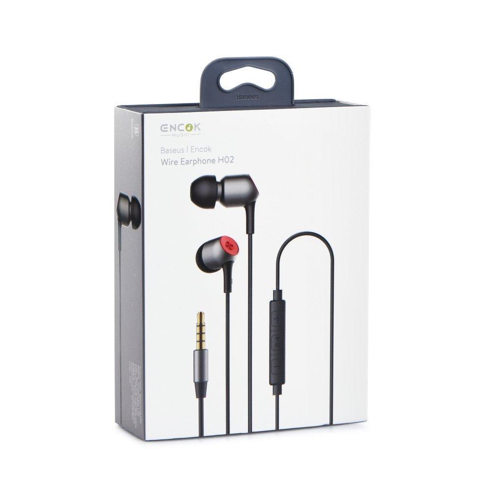 Baseus encok wire earphone h02 черен - TopMag