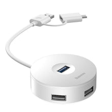 Заредете изображение във визуализатора на галерията – Baseus hub type c or usb to usb 3.0 + 3xusb 2.0 white 0,12 meter cahub-ga02 - TopMag

