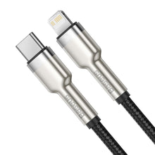 Заредете изображение във визуализатора на галерията – Baseus кабел type c for apple lightning 8-pin pd20w power delivery cafule metal cable catljk-a01 1 meter черен - TopMag
