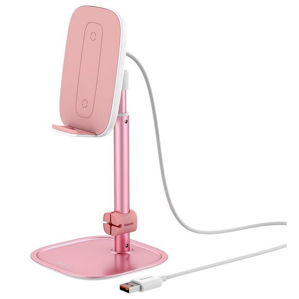 Baseus mobile desk holder telescopic for mobile with wireless charging rose-gold suwy-d0r - TopMag