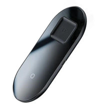 Заредете изображение във визуализатора на галерията – Baseus simple 2in1 wireless charger 18w max for phones+pods qi black wxjk-01 - TopMag
