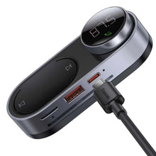 Заредете изображение във визуализатора на галерията – Baseus solar car wireless mp3 player / transmiter fm / bluetooth 5.0 700mah / tf / usb / aux black cdmp000001 - TopMag
