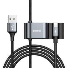 Заредете изображение във визуализатора на галерията – Baseus special data кабел for backseat 2xusb working with iPhone lightning 8-pin hub 1.5m czarny calhz-01 - TopMag
