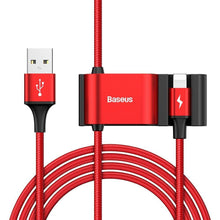 Заредете изображение във визуализатора на галерията – Baseus special data кабел for backseat 2xusb working with iPhone lightning 8-pin hub 1.5m red calhz-09 - TopMag
